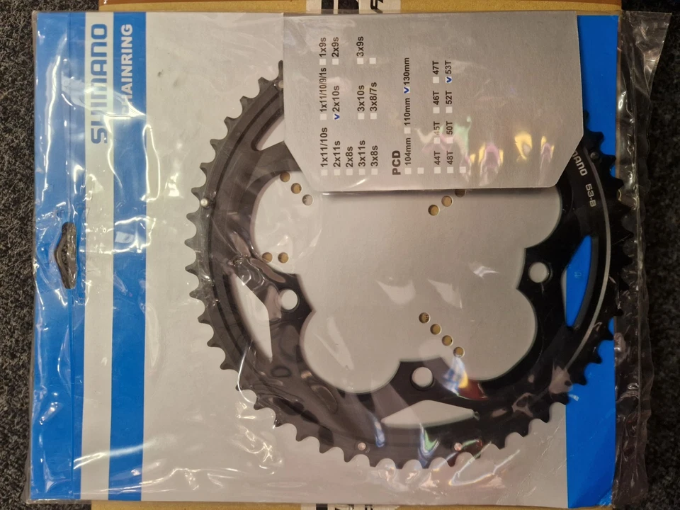 Shimano FC-5700 Chainring 53T-B Black Y1M398160 2-10s 130mm 5 Arm Asymmetric - Image 1 of 1