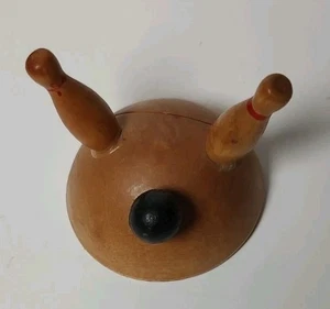 Trofeo porta carte spille palline da bowling vintage LEGNO made in Japan - Foto 1 di 4
