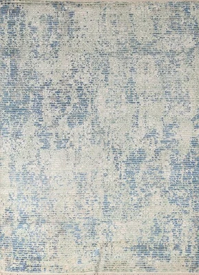 Abstract Pattern Area Rug 6x8 Hand-knotted Wool Modern Style Carpet for Any Room - Image 1 of 4