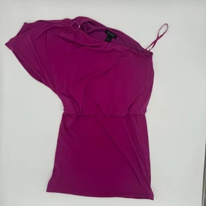 White House Black Market One Shoulder Mini Dress Dress Womens 6 Purple Stretch - Picture 1 of 4