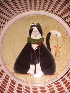 NIB CAT Lovers Holiday Sakura Oneida Set of 4 Salad Dessert Plates Farmhouse Cat - Picture 1 of 7