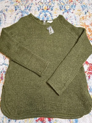 *Brand New* Silence + Noise Women's Olive Green Stretchy Knit Ribbed Top Medium  - Image 1 of 4