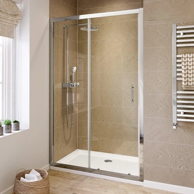 IBATHUK Shower Enclosure Door Reversible Cubicle Door Sliding 6mm Modern Glass 1200mm