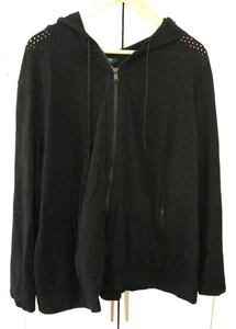 Lauren Ralph Lauren Negro Malla Abierta Sudadera con Capucha Cremallera Chaqueta Talla 3x - Imagen 1 de 5