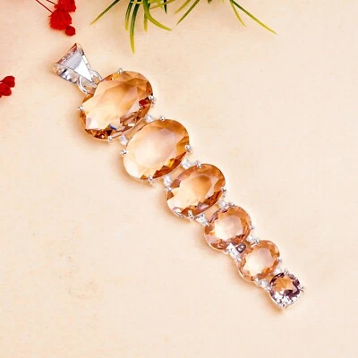 Morganite Gemstone Handmade Pendant,925 Sterling Silver Morganite Pendant - Image 1 of 4