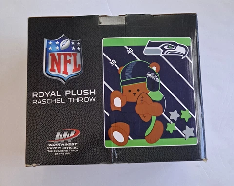Seattle Seahawks 40” x 50” Royal Plush Raschel Throw Blanket NFL Cover