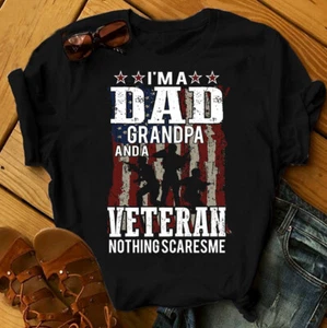 I'm A Dad Grandpa Veteran Gift for Dad Unisex T-shirt Father's day - Picture 1 of 3