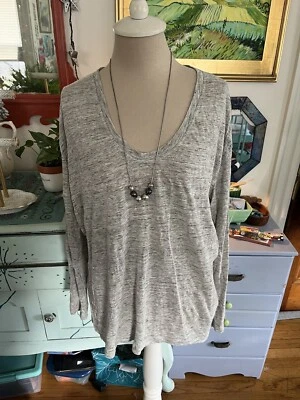 Top túnica de lino Gap L gris jaspeado manga Dolman cómodo en muy buen estado camisa moderna Foto 1 de 4