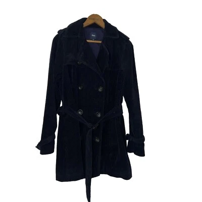 Jaqueta Vintage Y2K Gap Peacoat Feminina M Veludo Azul Peito Duplo Boho - Imagem 1 de 4