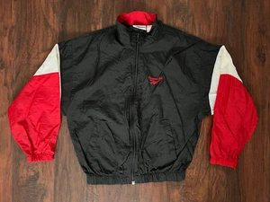 Vintage Boys Youth Reebok Full Zip Windbreaker Jacket Black / Red Sz Youth Large - Picture 1 of 19