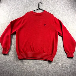 Chaps Mens Jumper Size 2XL Red Knit Long Sleeve Crew Neck Pullover Sweater Logo - Picture 1 of 8