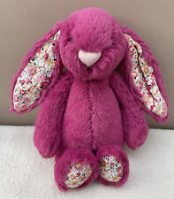 Jellycat Small Bashful Rose Blossom Bunny Soft Baby Toy Deep Pink Floral Ears
