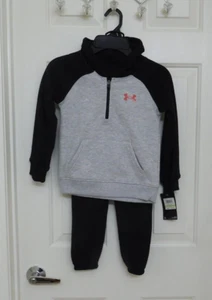 NWT 2pc Under Armour Gray Black Hooded Sweatshirt & Joggers Set sz 4 - Picture 1 of 2