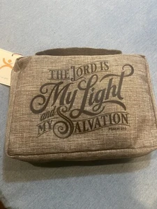 Bible Cover Gray Zippered Poly-canvas : The Lord is My Light - Psalm 27:1 - Picture 1 of 4