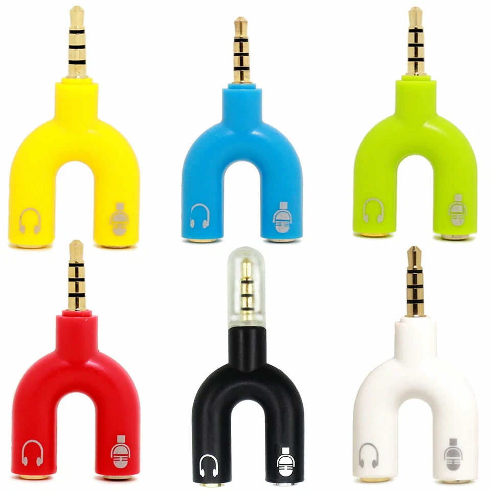 Adattatore jack 3.5mm sdoppiatore audio microfono+cuffie Computer PC Laptop J3K5 - Immagine 1 di 1