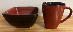 Red Elemental Poppy Bowl and Mug Stoneware set - Picture 1 of 7