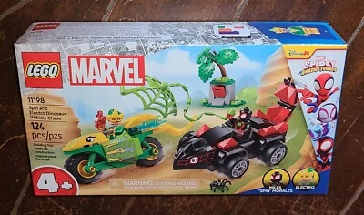 Lego Spidey & His Amazing Friends: 124 piezas SPIN & ELECTRO DINOSAURIO VEHÍCULO PERSECUCIÓN Foto 1 de 4