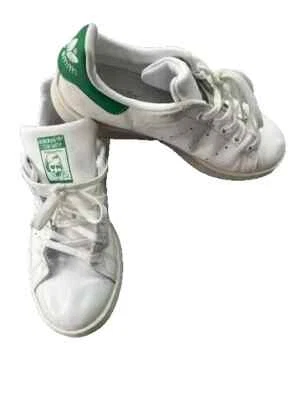 ADIDAS STAN SMITH Tennis Shoe WHITE TRAINERS LEATHER GREEN TAB CASUAL M20324 VGC - Image 1 of 4