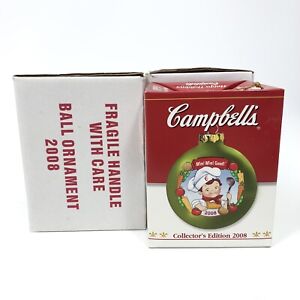 Campbells Soup Ornament Lot of 2 Kids 2008 Collectors Edition Ball Christmas 