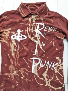 VIVIENNE WESTWOOD Long Sleeved Polo SHIRT Size Med CUSTOMISED - PUNKY FUNKY COOL - Picture 1 of 18