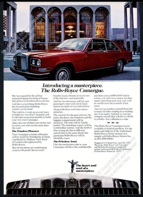 1976 Rolls Royce Camargue coupe red car photo vintage print ad - Image 1 of 4