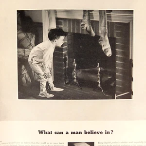 Christmas Vintage Print Ad E.R.Squibb, Stockings Fireplace Believe, 1940 - Picture 1 of 2
