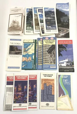 17 mapas de carreteras de viaje de la ciudad de Canadá de colección Columbia Británica Alberta Victoria Vancouver Foto 1 de 4