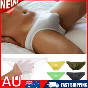 Mens Sexy Low Waist Smooth Ice Silk Underwear Briefs Bikini Underpants M L 2XL♡ - Picture 1 of 23