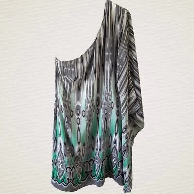 Mini Vestido Jay Godfrey Mujer Seda Un Hombro Talla 0 Estampado Multicolor Cóctel Foto 1 de 4