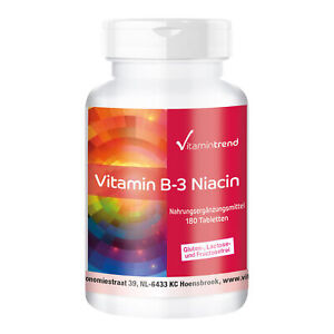 Vitamin B3 100 mg - 180 Tabletten Nicotinamid (Niacin) für 1/2 Jahr Vitamintrend