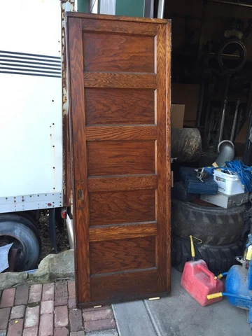 A R 20 Antique Five Panel Single Oak Pocket Door 30" X 84 Cover