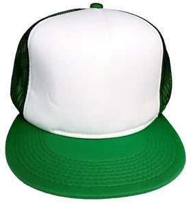 Trucker Hats 1 DOZEN (12) GREEN WHITE Mesh Blank Caps Adjustable Snapback e4 - Picture 1 of 6