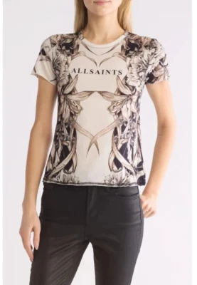 NEW, AllSaints Pattie Bela Cotton T-shirt Size L #EP88 - Image 1 of 4