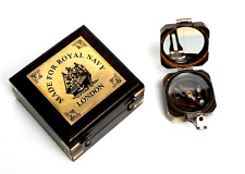 Lot of 5 Pcs Antique Maritime Compass Brass Brunton Wooden Box Kelvin & Hughes