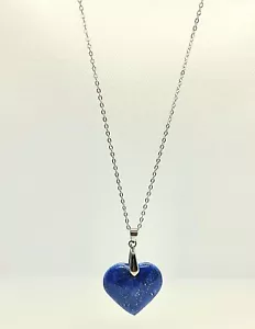 Lapis Lazuli Celestial Heart Necklace in 999 Fine Silver | Tarnish-Free Hand-Car - Picture 1 of 11