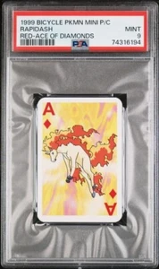 1999 Pokemon Rapidash Mini Playing Card Poker Bicycle PSA 9 Mint Pop 1! - Picture 1 of 4