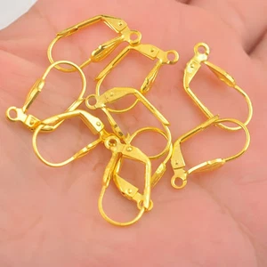 Wholesale Lever Back Earring Findings 18K GOLD PLATED Loo 0085 French Ear Clip - Picture 1 of 2