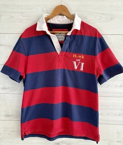 Howick VI Polo Rugby gestreiftes Shirt Größe Large reine Baumwolle Kragen marineblau rot - Bild 1 von 10
