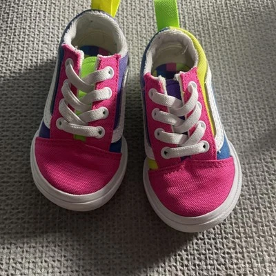 Furgonetas elásticas Old Skool rosa y amarillo 4 C niñas pequeñas  Foto 1 de 4