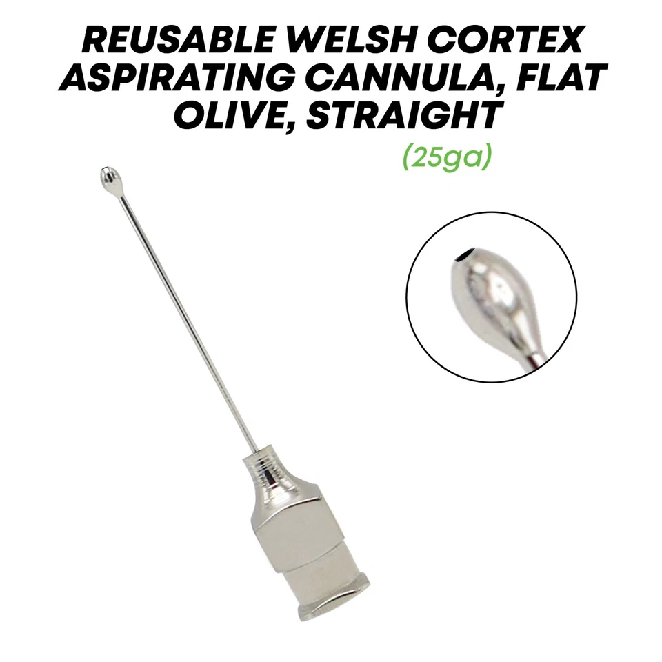 Welsh Cortex Aspirating Cannula 25 ga Flat Olive Straight Ophthalmic Instruments - Image 1 of 1