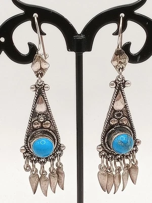 Orecchini Vintage Turchi Pendenti argento 925 Turchese  - Immagine 1 di 4