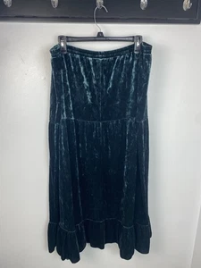 Vintage Velvet 1X Skirt Green Tiered Whimsygoth Fairy Bohemian Gypsy - Picture 1 of 3