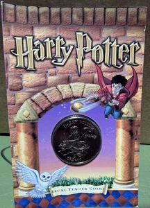 2001 ISLE OF MAN HARRY POTTER WAND BRILLIANT UNCIRCULATED ONE 1 CROWN COIN BU - Picture 1 of 7