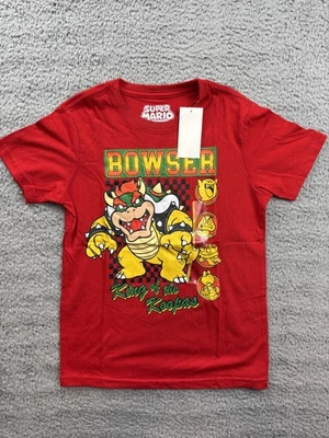 Super Mario Bowser Shirt Youth Small Red King Of The Koopas Graphic Tee Nintendo - Image 1 of 4