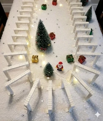 NYC Elevated Train Style Xmas White Track Supports - Lego 10361 Holiday Express - Image 1 of 4