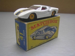 Matchbox Regular Wheels #41 Ford GT with Black Base Lesney England NM+ in Box - Picture 1 of 11
