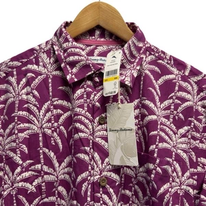 Tommy Bahama NEW Men's M Palm Party Deep Hollyhock Hawaiian Silk Polyester Shirt - Picture 1 of 5