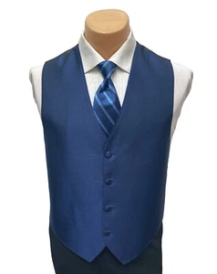 Men's Jean Yves Midnight Blue Tuxedo Vest with Long Tie Adjustable Small S - Picture 1 of 5