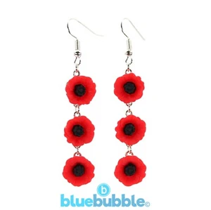 Bluebubble POPPY DAYS 3 Drop Flower Earrings Vintage Floral Gift Cute Boho Chic - Picture 1 of 6