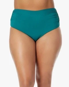 New Anne Cole Green High Waist Bikini Swim Bottom Shirred Plus Size 18W New - Picture 1 of 5